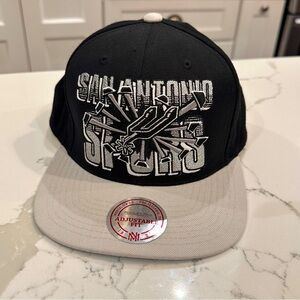 Vintage Mitchell Ness San Antonio Spurs NBA Snapback Cap Hat Black Gray Wool NWT